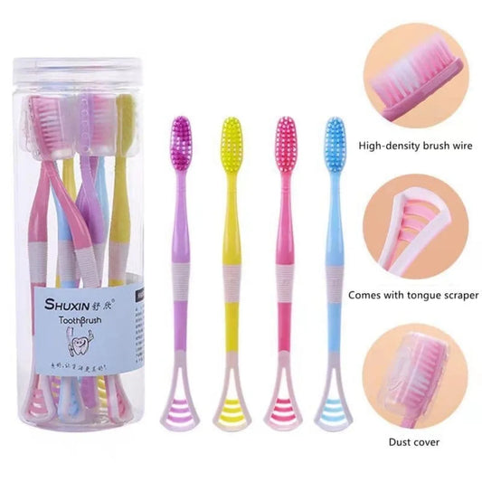 8PCS Soft Excellent Manual Toothbrush Silicone Tongue Scraper Bamboo Charcoal Teeth Cleaning Whitening Brush Oral Care Tools